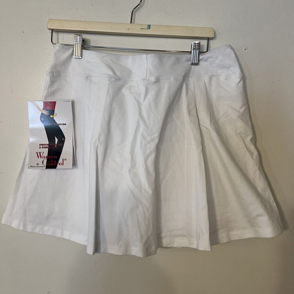 New Wicked by Women with Control Cotton Jersey Pleated White Skort  MP NWT‎ - Picture 5 of 6